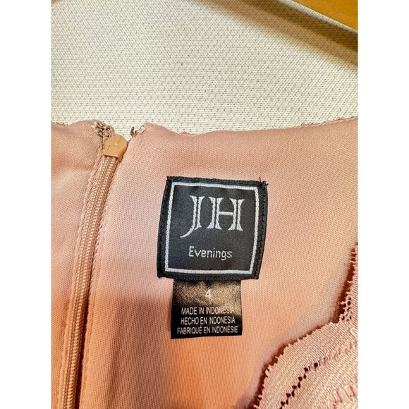 JH Evenings Womens V Neck High-Low Dress Tie Waist Size 4 Pink Sleeveless Summer - Picture 3 of 15